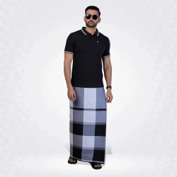Black and White Matching Lungi with T- Shirt Combo